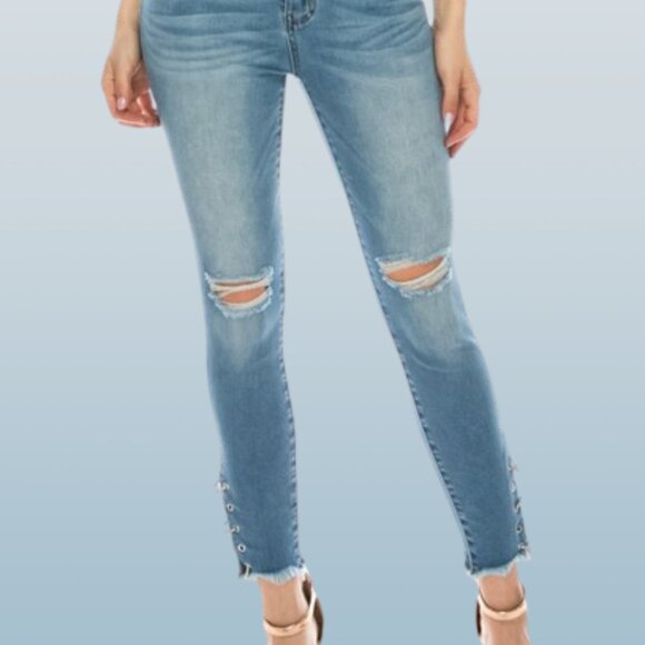 Side Ring Detail Skinny Jeans - Picture 1 of 15